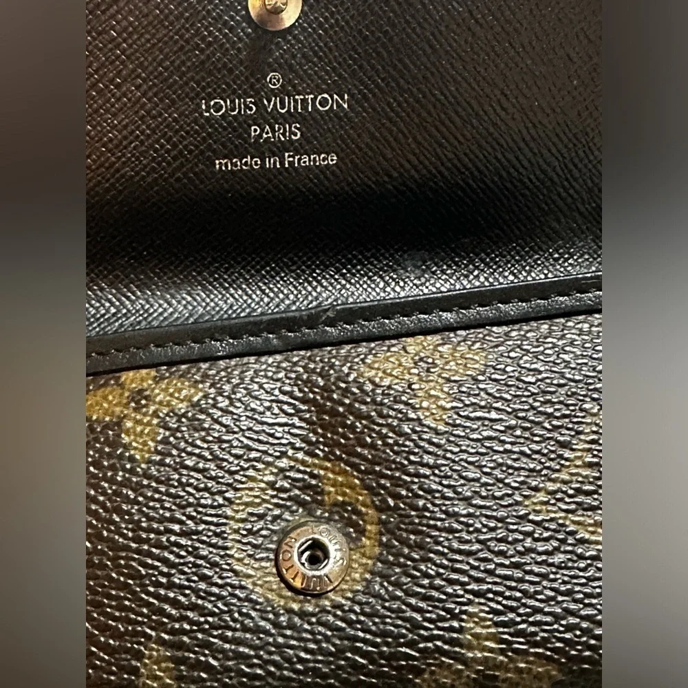 RARE Louis Vuitton Monogram Key Holder Wallet with Black Leather Trim
